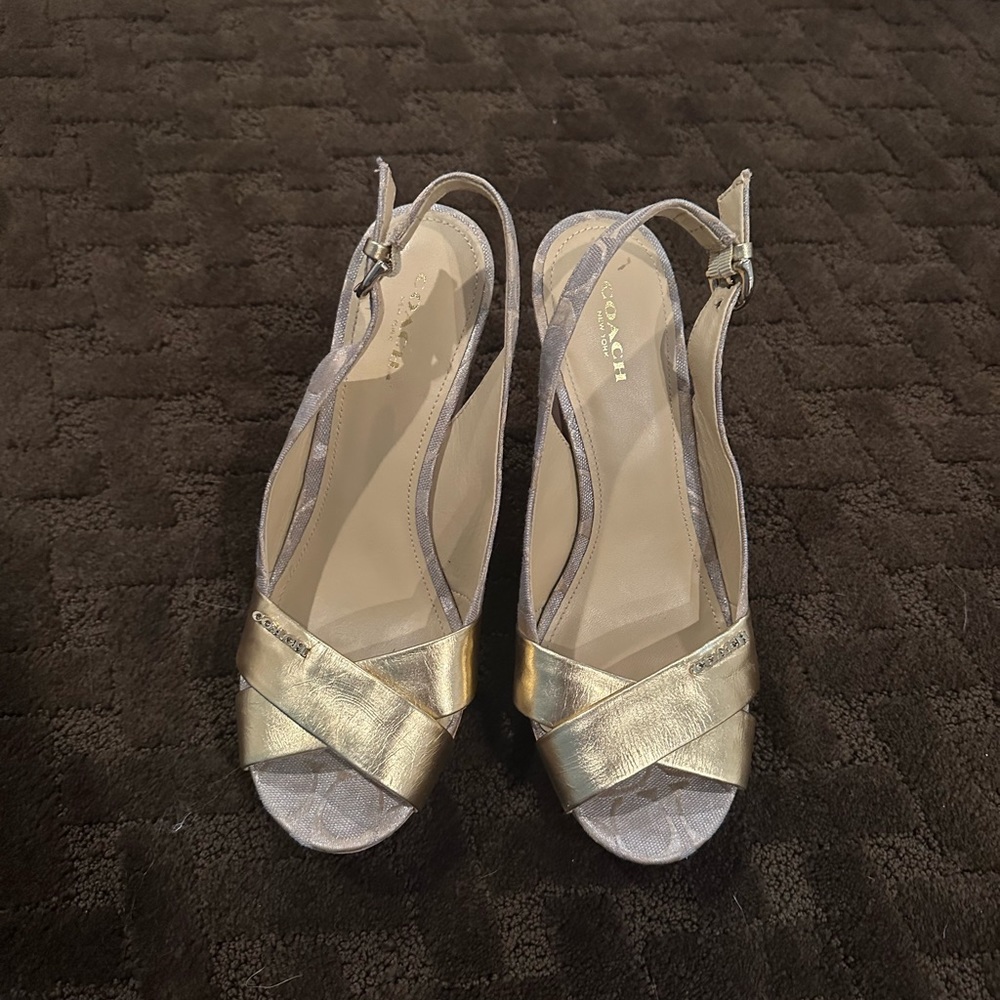 Coach - Gold metallic wedges (size 9)